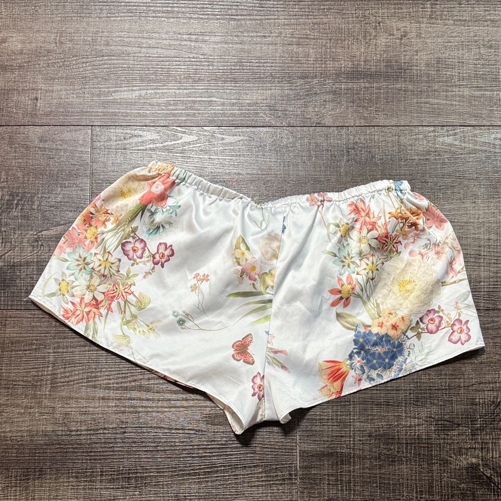 Flora Nikrooz Floral Satin Pajama Set - White and Pink - Picture 6 of 6